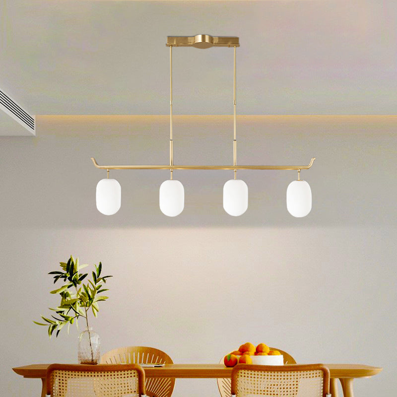 Valentina Modern Metal Glass Linear Lantern Chandelier Dining Room