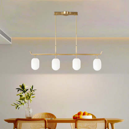 Valentina Modern Metal Glass Linear Lantern Chandelier Dining Room