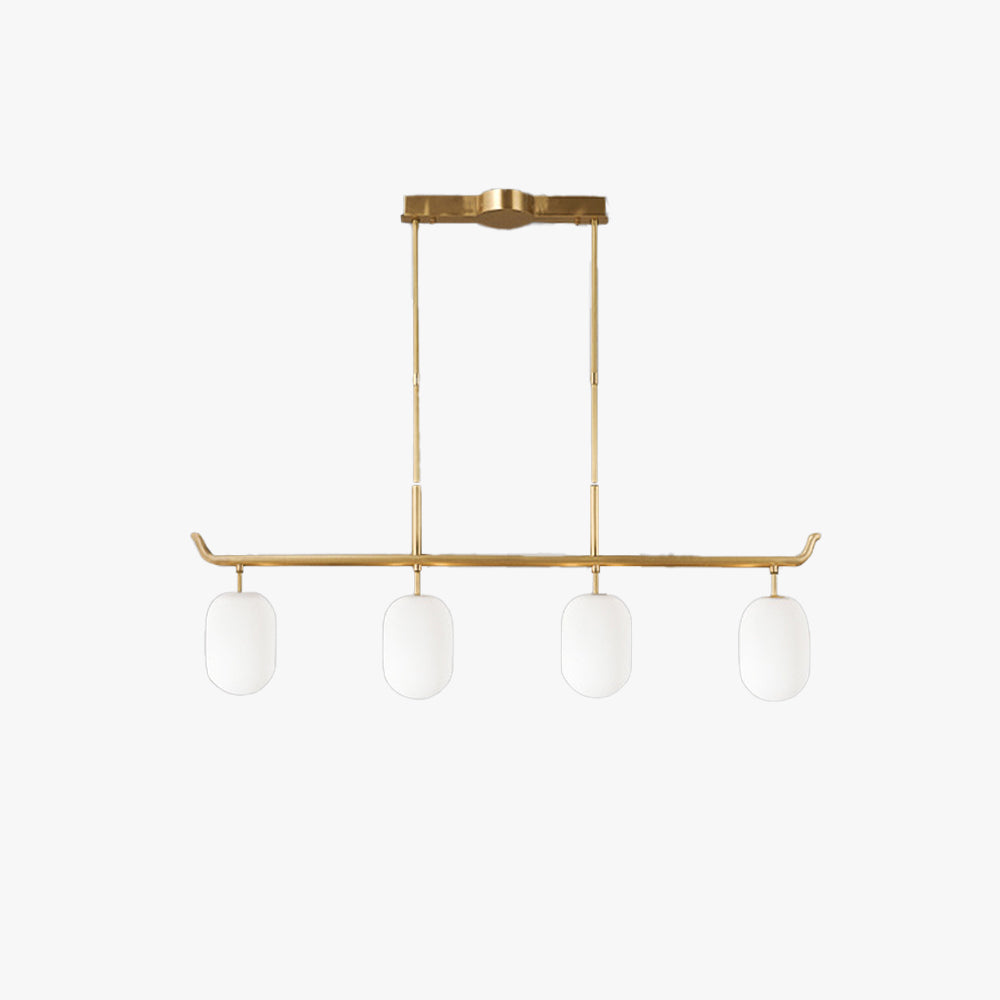 Valentina Modern Metal Glass Linear Lantern Chandelier Dining Room