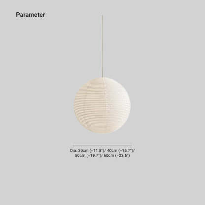 Ritta Japanese Spherical Paper Metal Pendant Light Bedroom