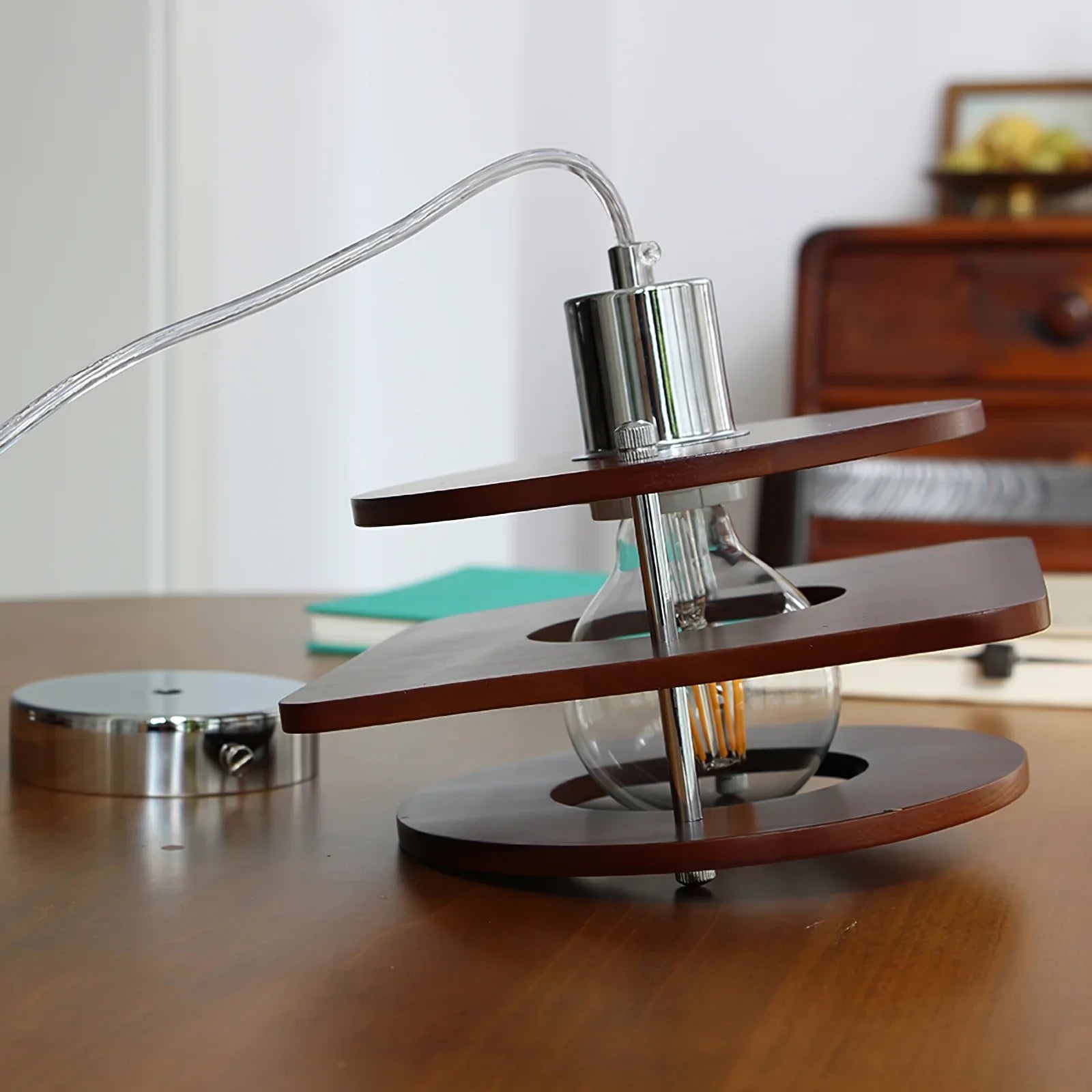 Hailie Vintage LED Pendant Light Metal/Walnut Dining Room/Bedroom