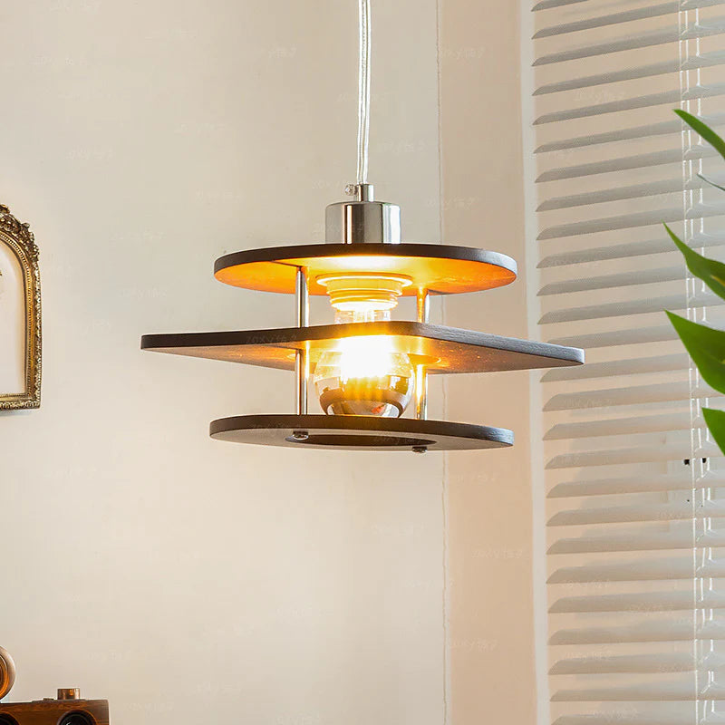 Hailie Vintage LED Pendant Light Metal/Walnut Dining Room/Bedroom
