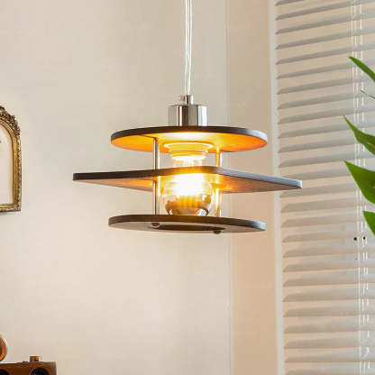 Hailie Vintage LED Pendant Light Metal/Walnut Dining Room/Bedroom