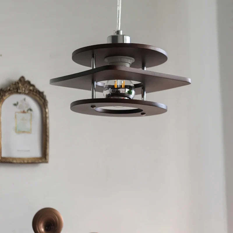 Hailie Vintage LED Pendant Light Metal/Walnut Dining Room/Bedroom