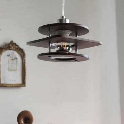 Hailie Vintage LED Pendant Light Metal/Walnut Dining Room/Bedroom