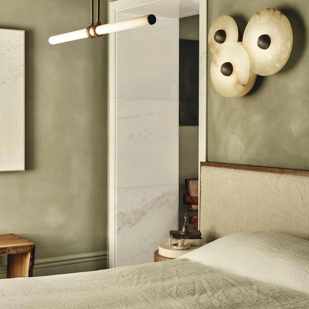 Jade Modern Metal Alabaster Wall Lamp Dining Room Bedroom