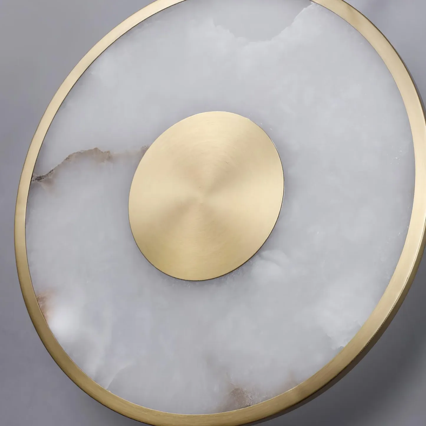 Jade Sculptural Round Alabaster Brass Wall Lamp Living Room Bedroom