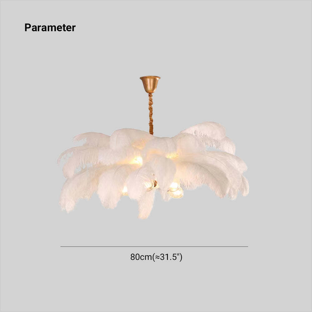 O'Moore Nordic Luxury Pendant Light, Brass/Feather