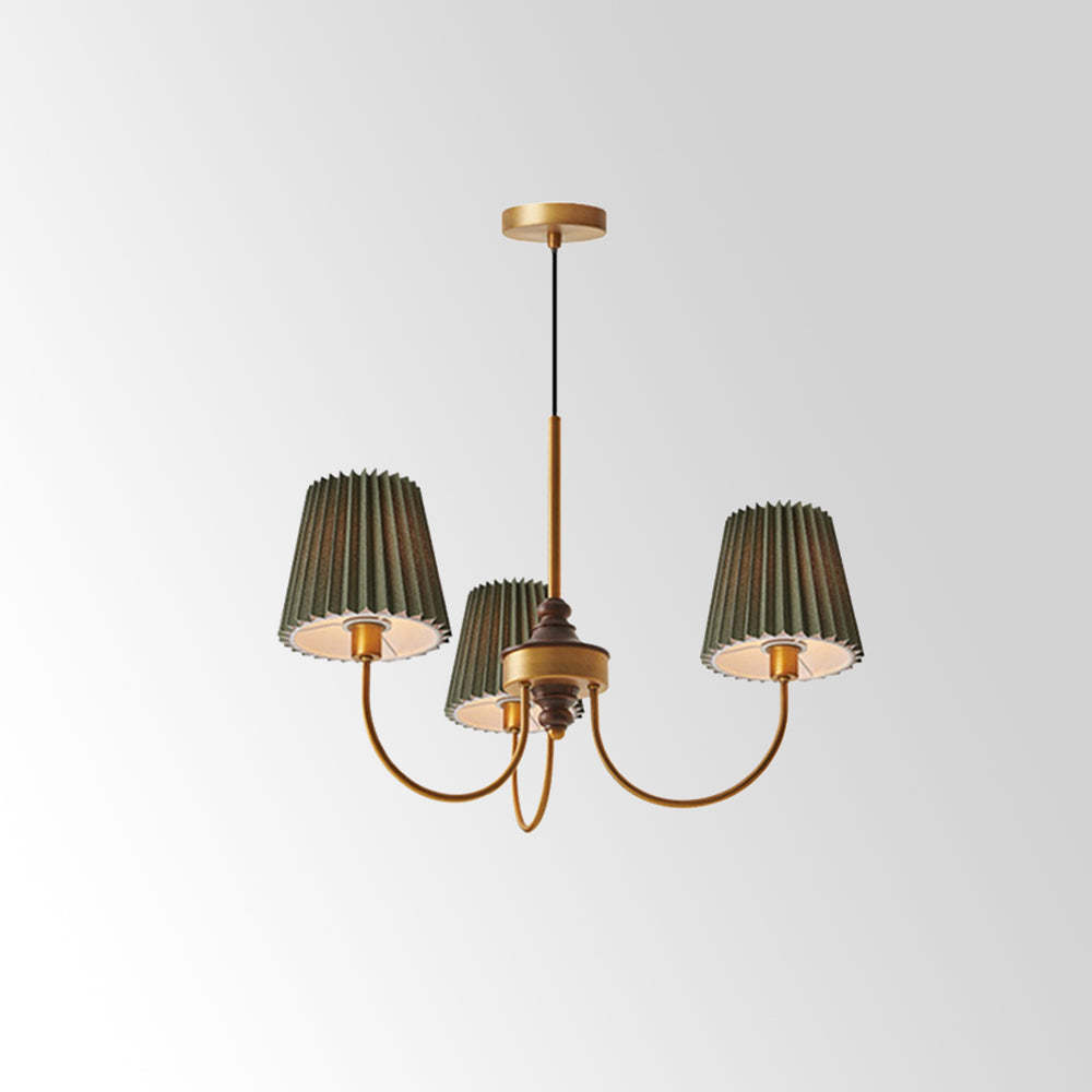 Eryn Modern Retro Metal/Fabric Chandelier, White/Green