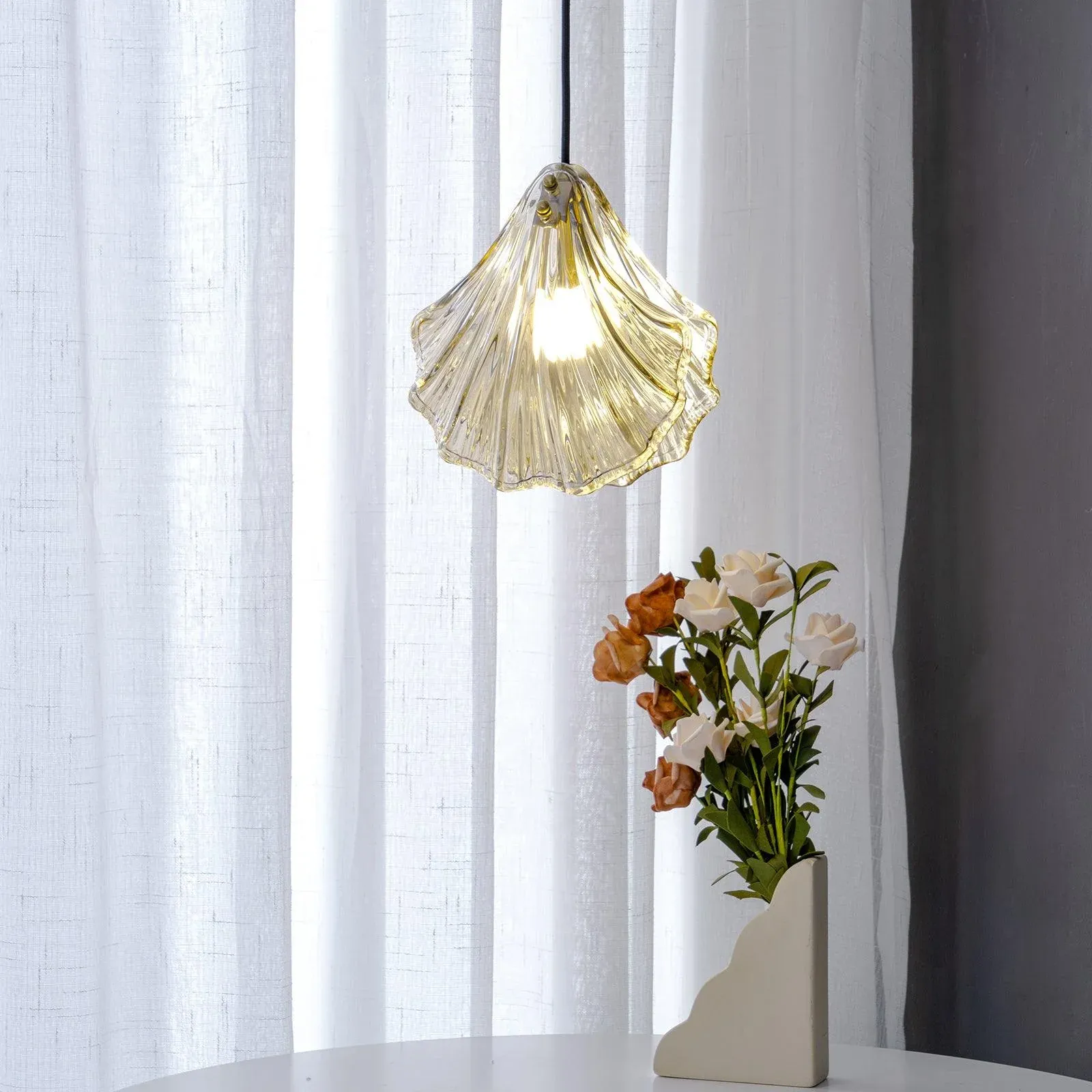 Hailie Transparent Shell Glass Pendant Light Dining Room Bedroom
