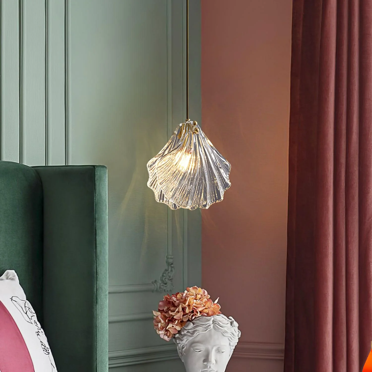 Hailie Antique Unusual Brass Glass Metal Pendant Light Dining Room Bedroom