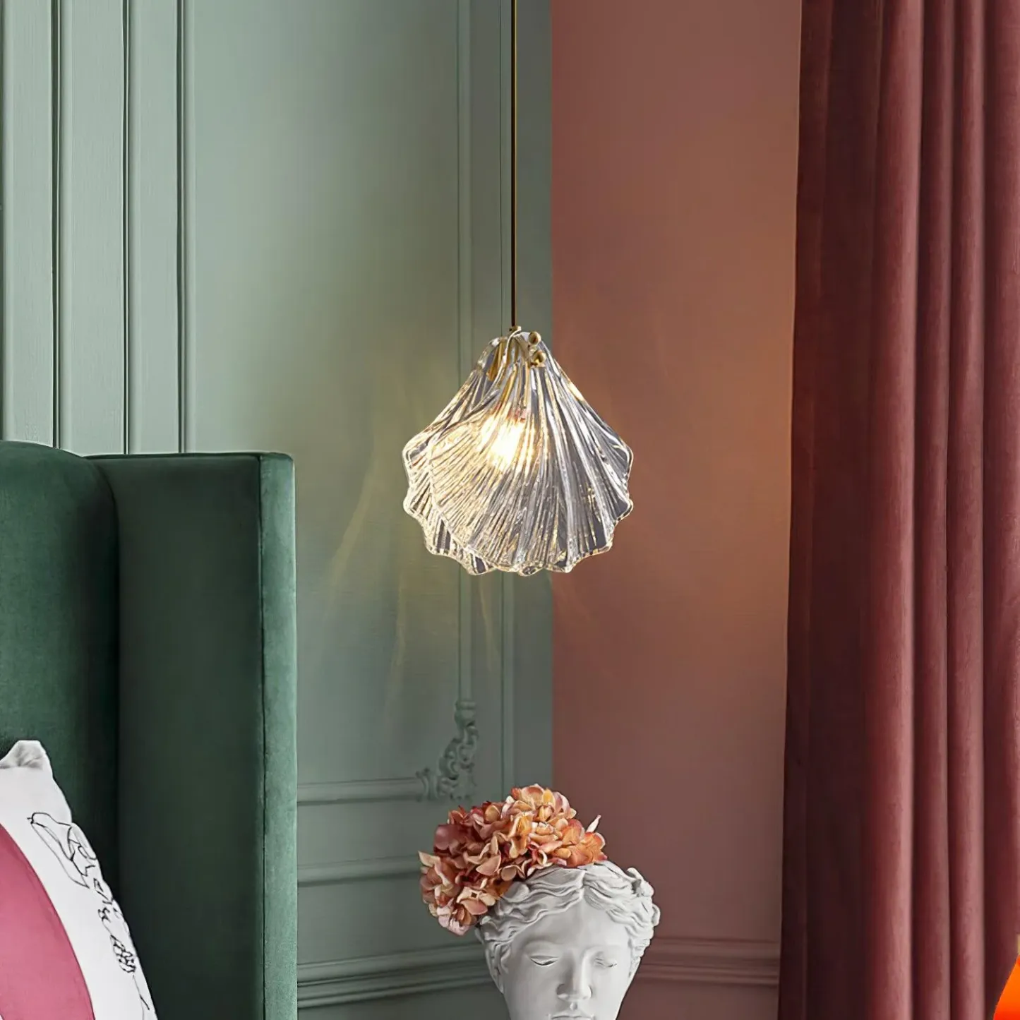Hailie Antique Unusual Brass Glass Metal Pendant Light Dining Room Bedroom