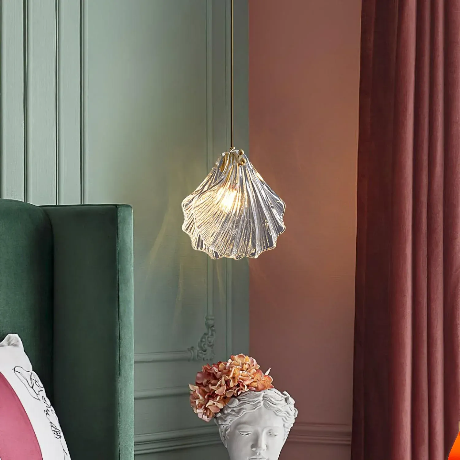Hailie Antique Unusual Brass Glass Metal Pendant Light Dining Room Bedroom