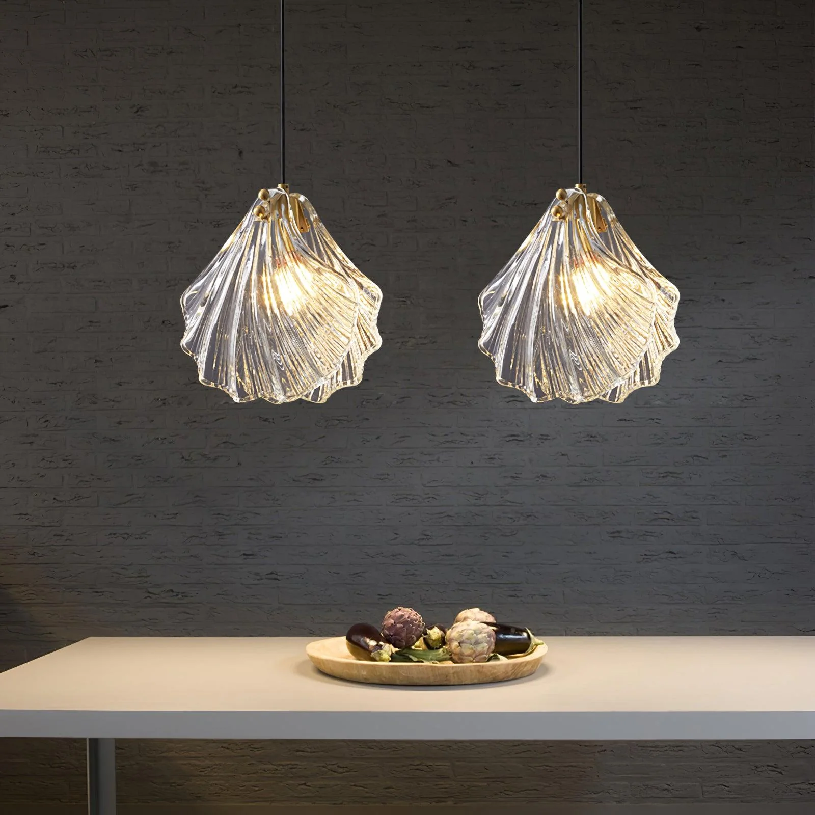 Hailie Transparent Shell Glass Pendant Light Dining Room Bedroom