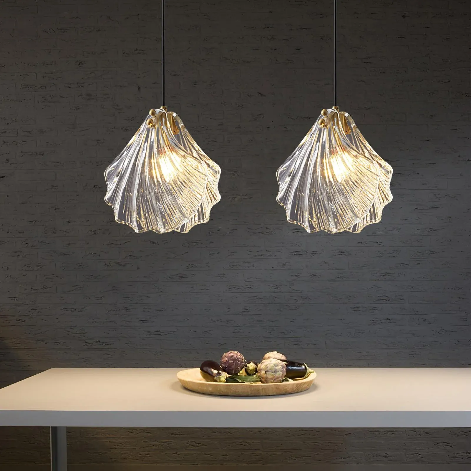 Hailie Transparent Shell Glass Pendant Light Dining Room Bedroom