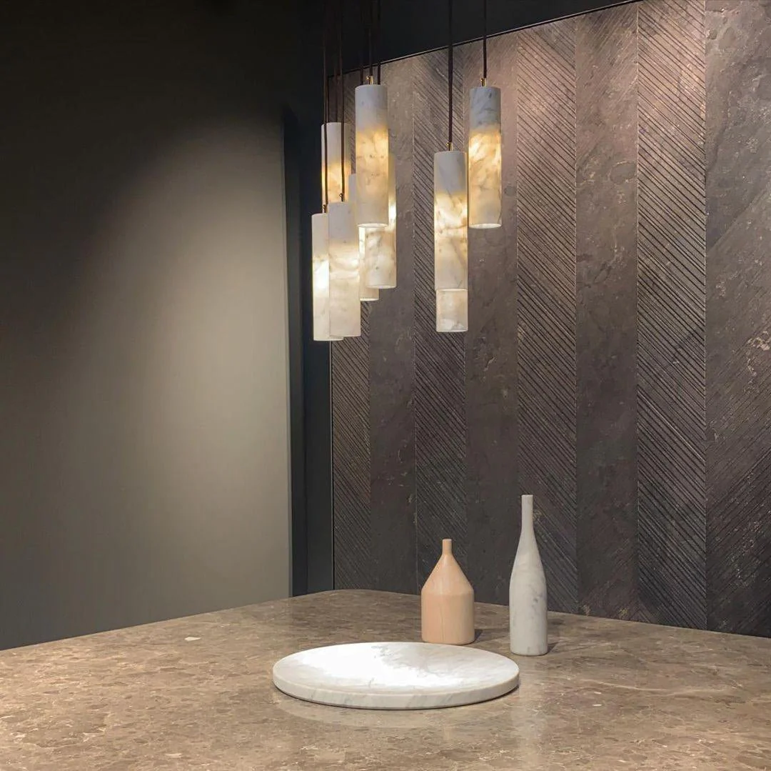 Hailie Modern Metal Alabaster Pendant Light Dining Room Kitchen