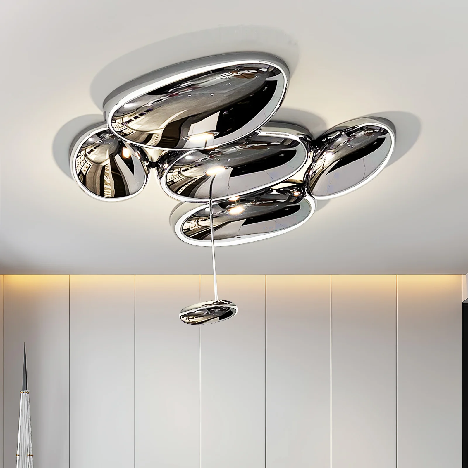 Alessio Unusual Metal Acrylic Ceiling Light Living Room Dining Room