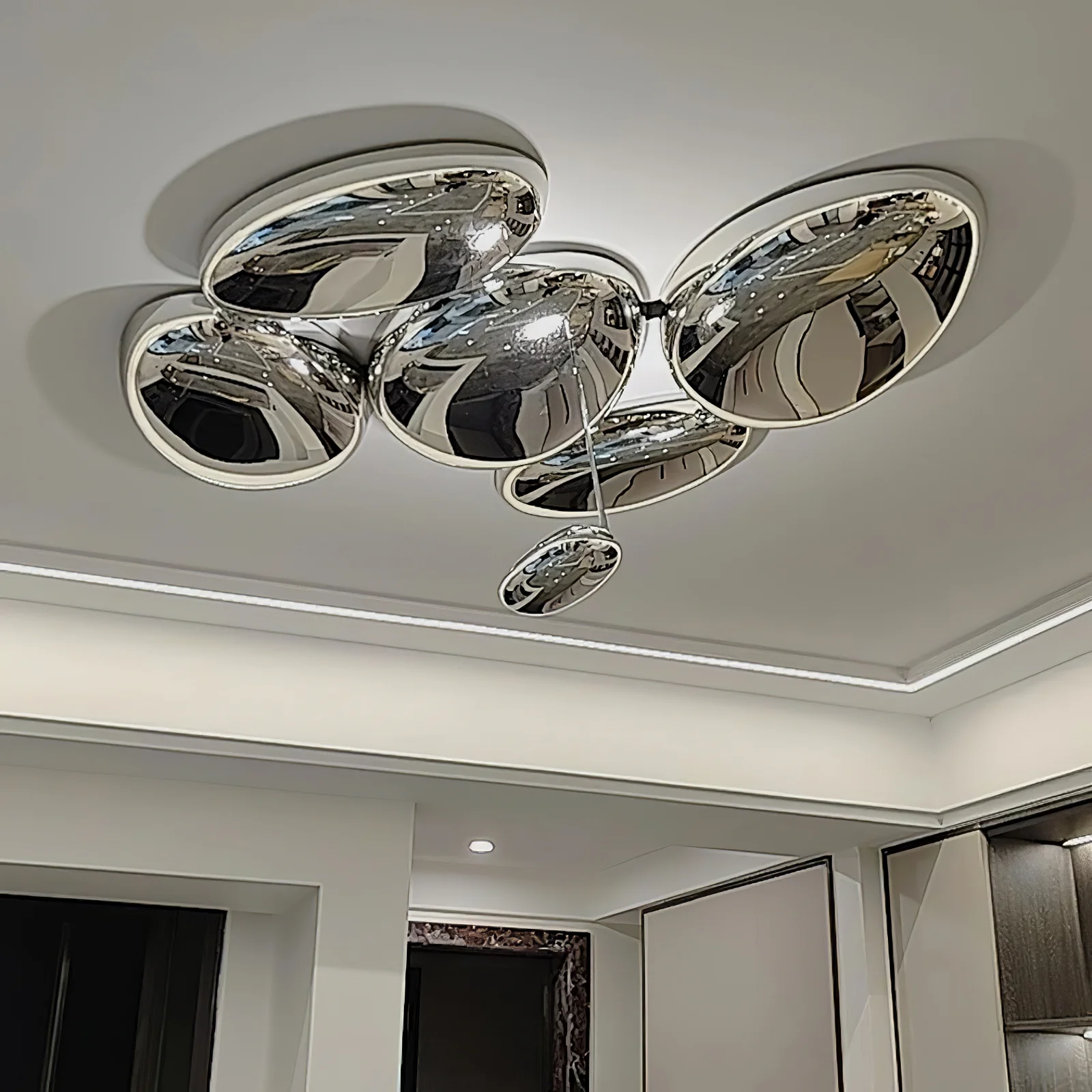 Alessio Unusual Metal Acrylic Ceiling Light Living Room Dining Room