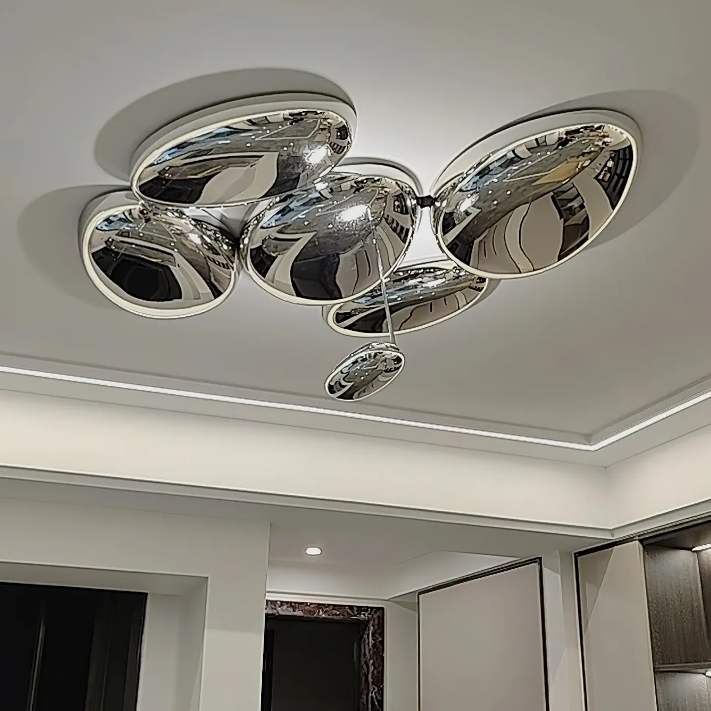 Alessio Unusual Metal Acrylic Ceiling Light Living Room Dining Room