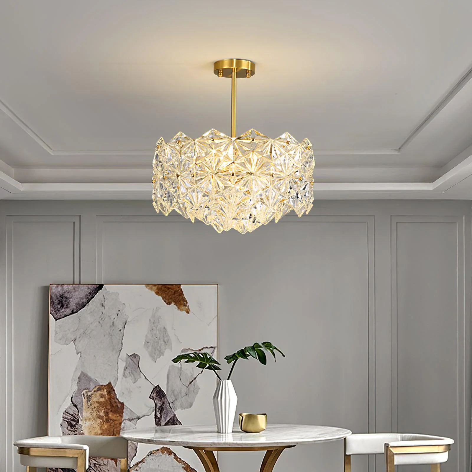 Marilyn Snowflake Gorgeous Metal Glass Chandelier Bedroom Living Room