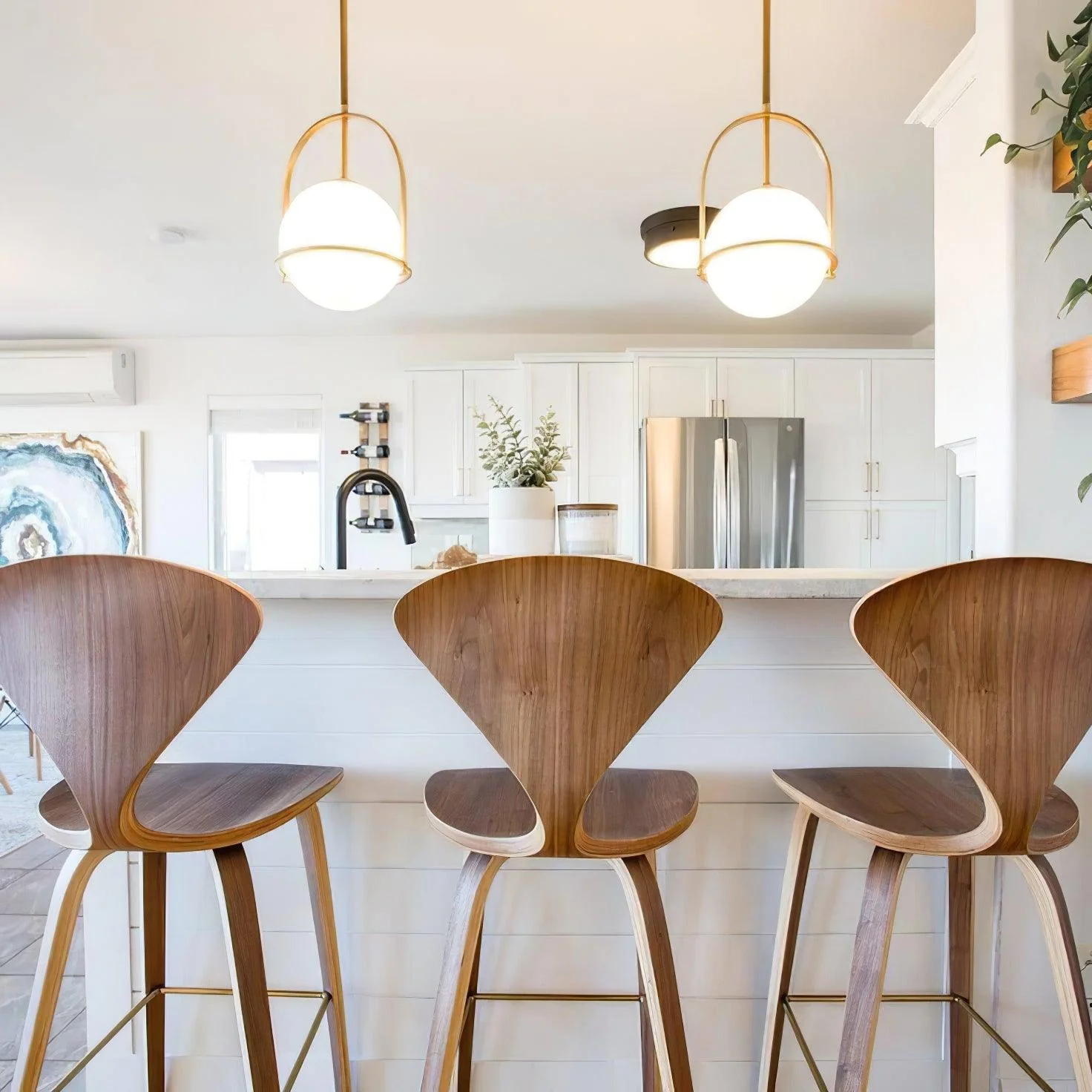 Alessio Vintage Ball Metal Brass Glass Pendant Light Living Room Dining Room
