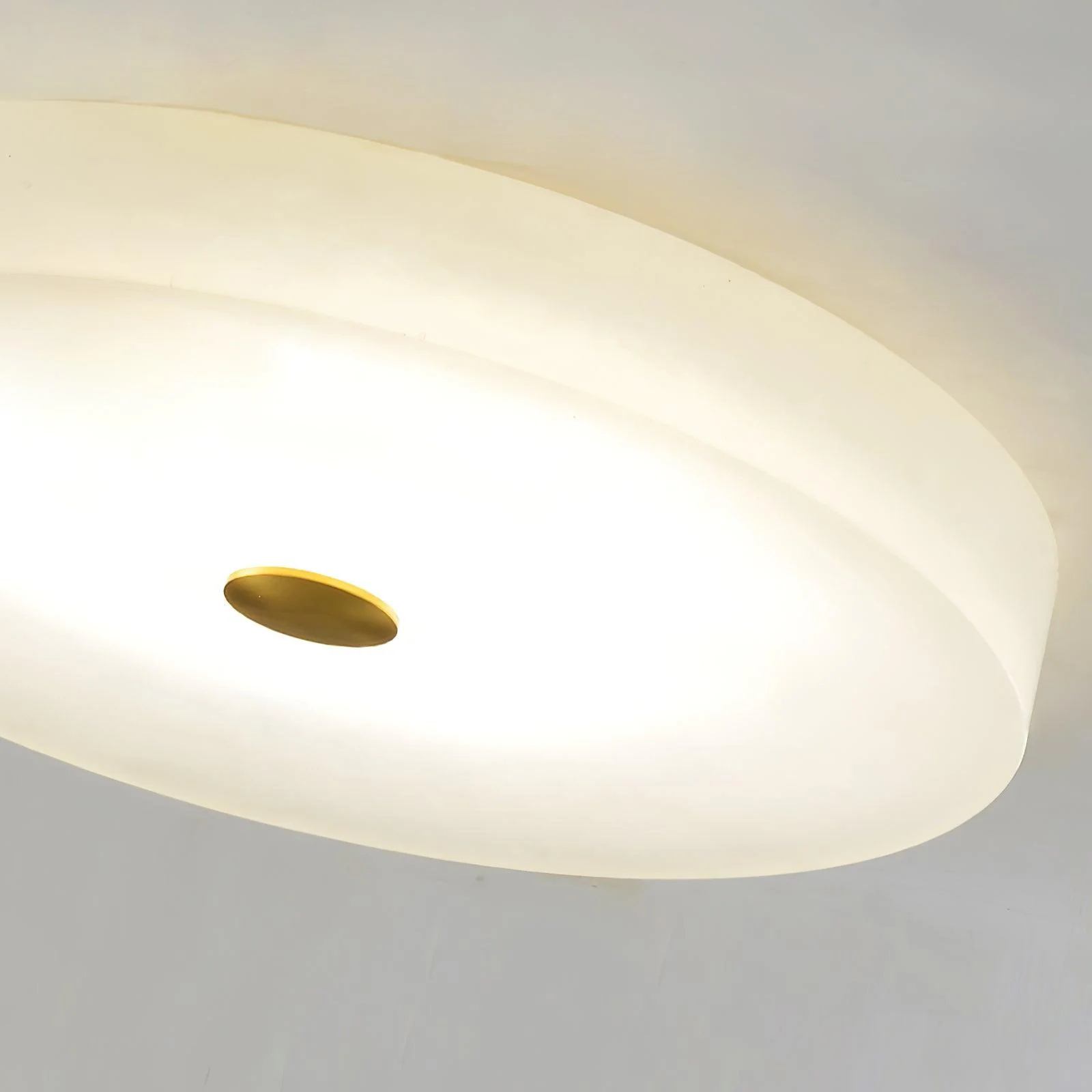 Byers Modern Round Metal Alabaster Ceiling Light Living Room Bedoom