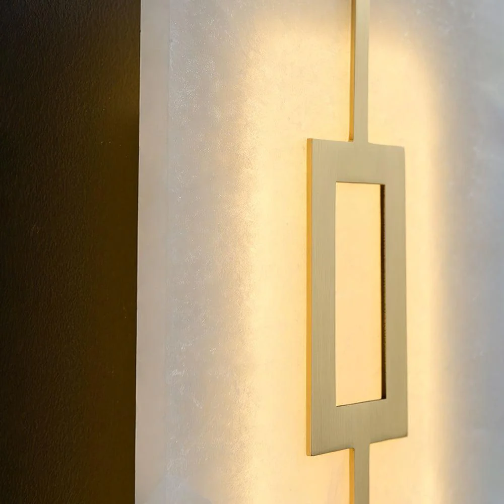 Jade Geometric Modern Rectangular Alabaster Wall Lamp Living Room Bedroom