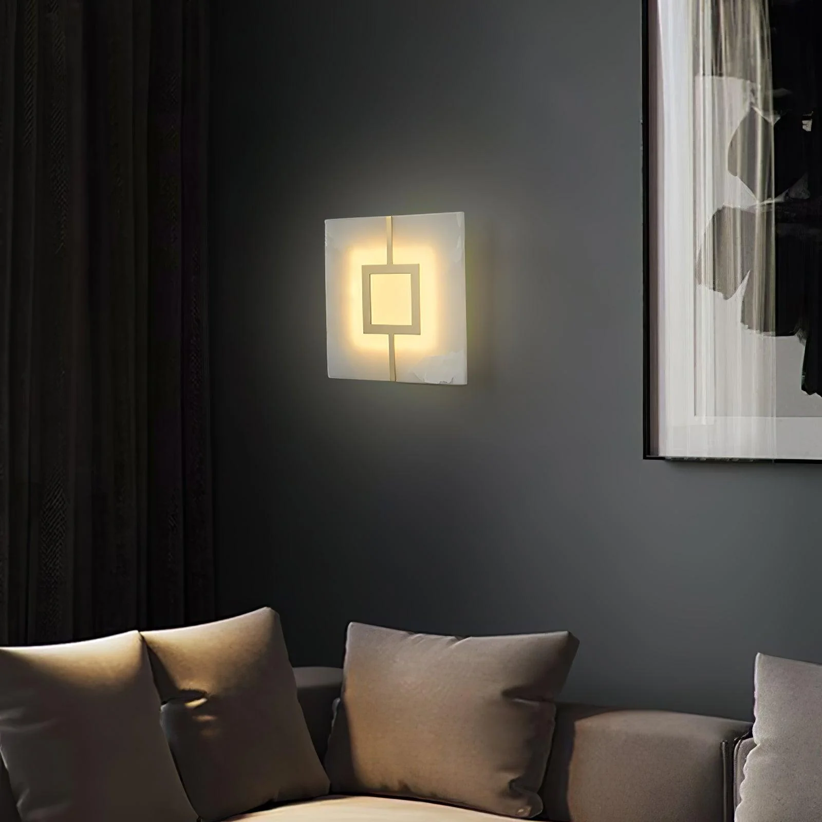 Jade Geometric Modern Rectangular Alabaster Wall Lamp Living Room Bedroom