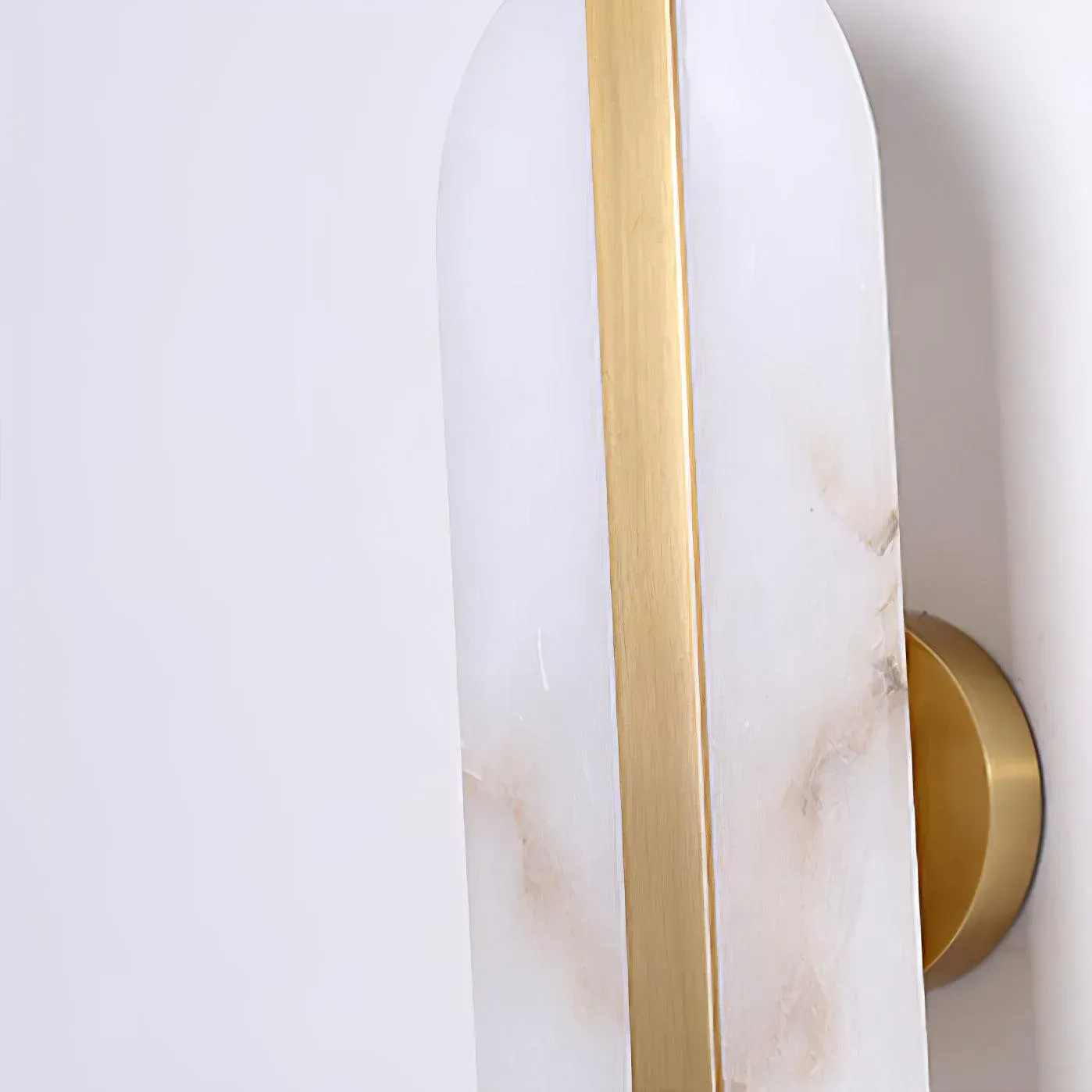 Jade Modern Oval Alabaster Brass Wall Lamp Living Room Bedroom