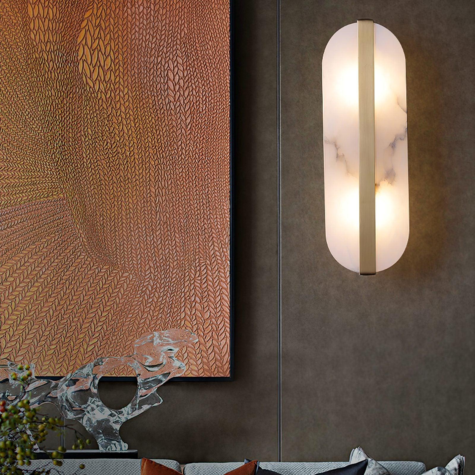 Jade Modern Oval Alabaster Brass Wall Lamp Living Room Bedroom