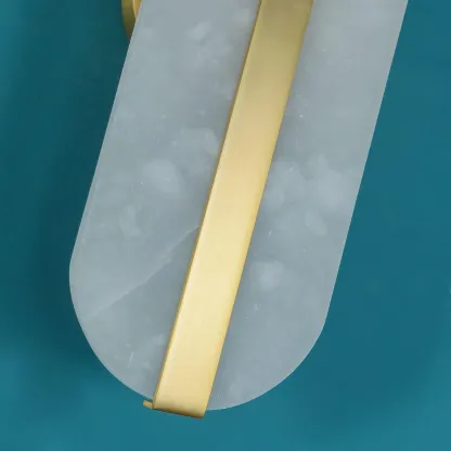 Jade Modern Oval Alabaster Brass Wall Lamp Living Room Bedroom