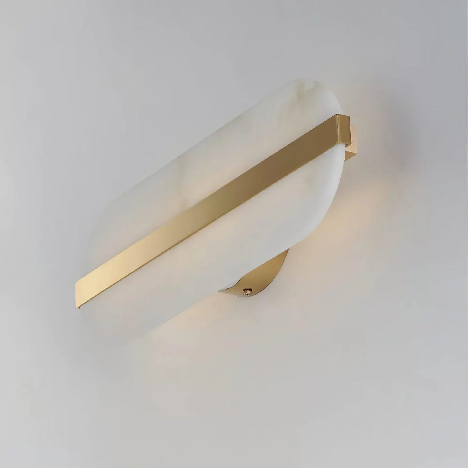 Jade Modern Oval Alabaster Brass Wall Lamp Living Room Bedroom