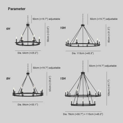 Silva Modern Candles Chandelier Black Metal Living Room/Bedroom