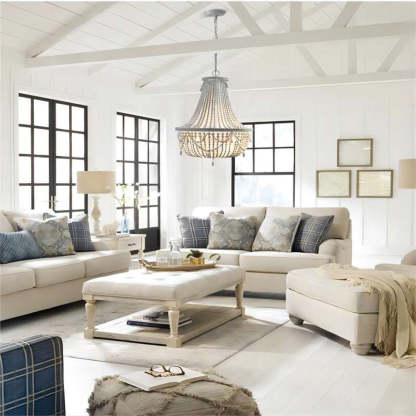 Silva Retro Luxury Atmosphere Metal/Wood Pendant Light, Old White