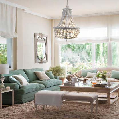 Silva Retro Luxury Atmosphere Metal/Wood Pendant Light, Old White