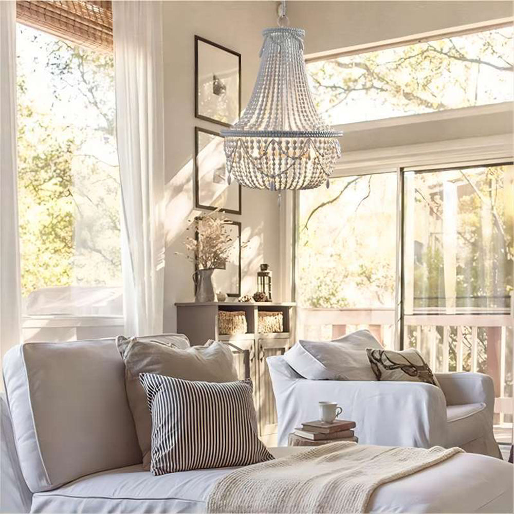Silva Retro Luxury Atmosphere Metal/Wood Pendant Light, Old White