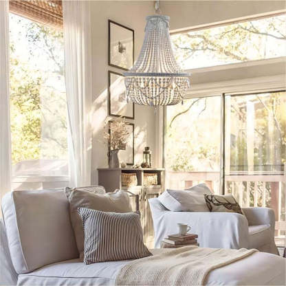 Silva Retro Luxury Atmosphere Metal/Wood Pendant Light, Old White