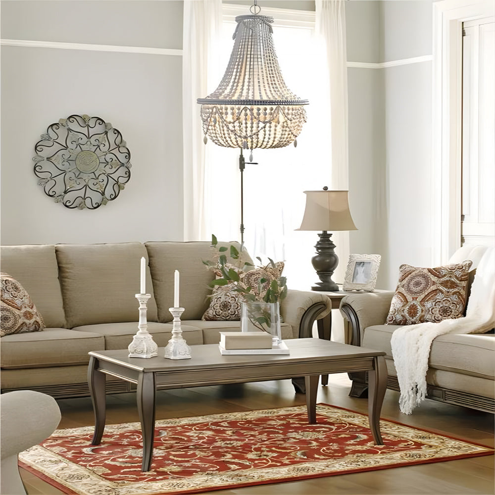 Silva Retro Luxury Atmosphere Metal/Wood Pendant Light, Old White