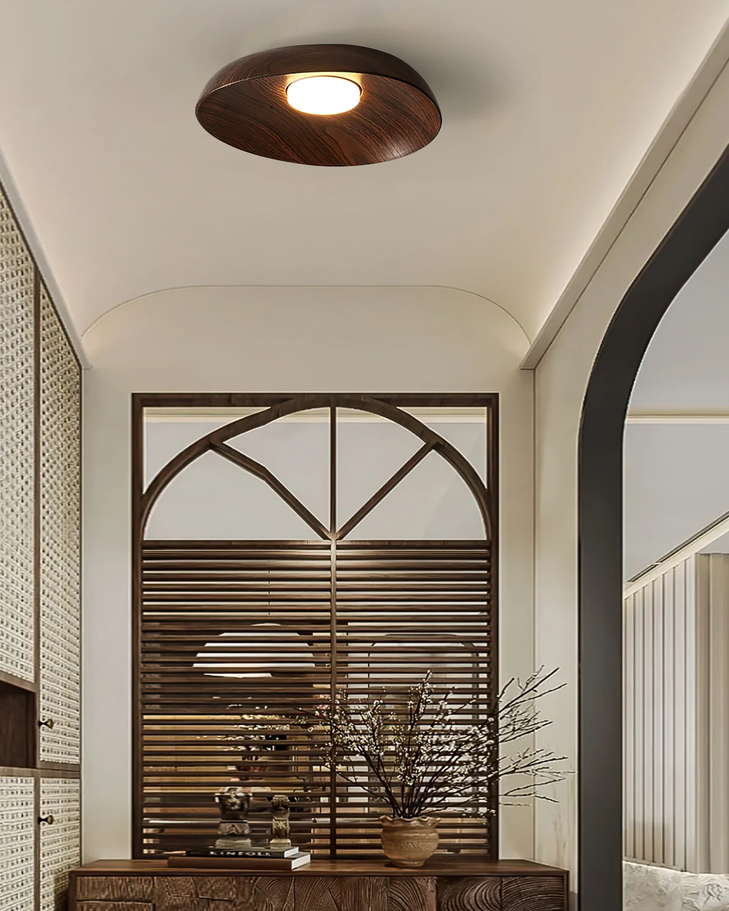 Muto Modern Round Wood Ceiling Light Bedroom Hallway Living Room