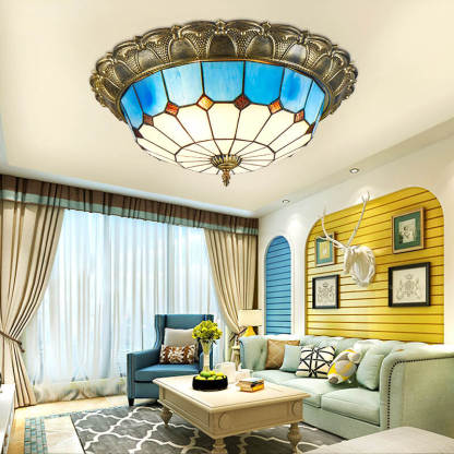 Eryn Retro LED Flush Mount Ceiling Light Glass Round Living Room