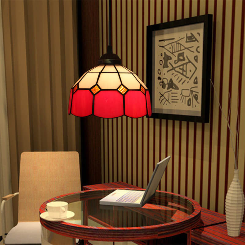 Eryn Dome Shade European Pendant Light Stained Glass Living Room