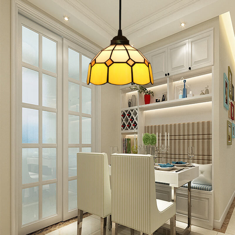 Eryn Dome Shade European Pendant Light Stained Glass Living Room