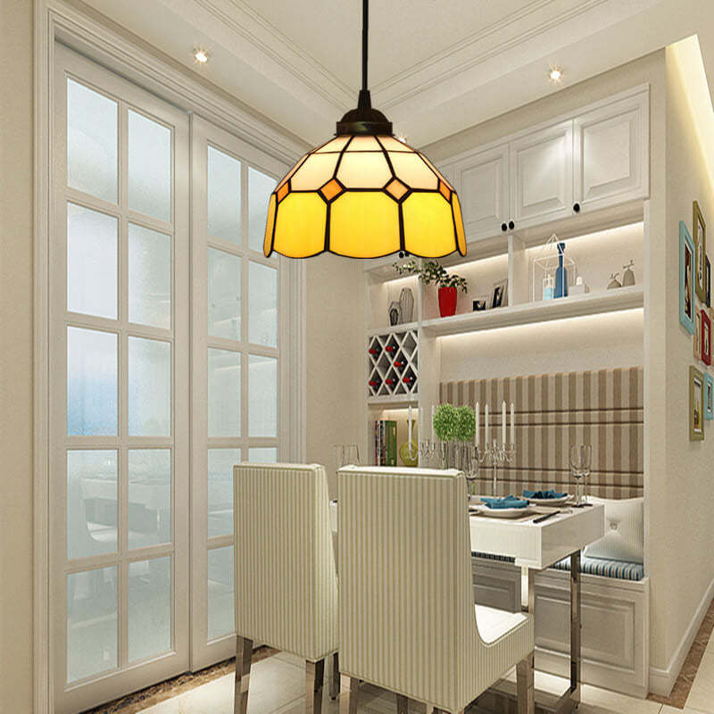 Eryn Dome Shade European Pendant Light Stained Glass Living Room