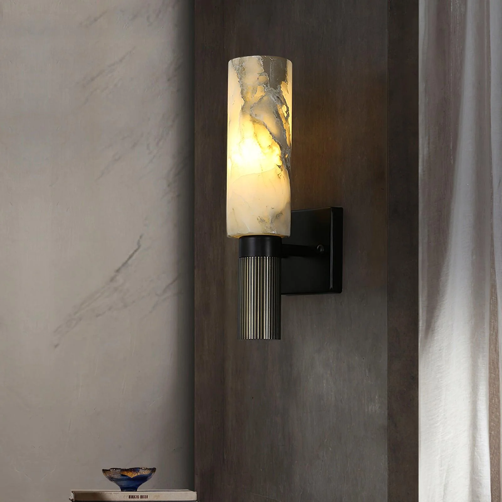 Jade Alabaster Brass Wall Sconce Living Room Bedroom