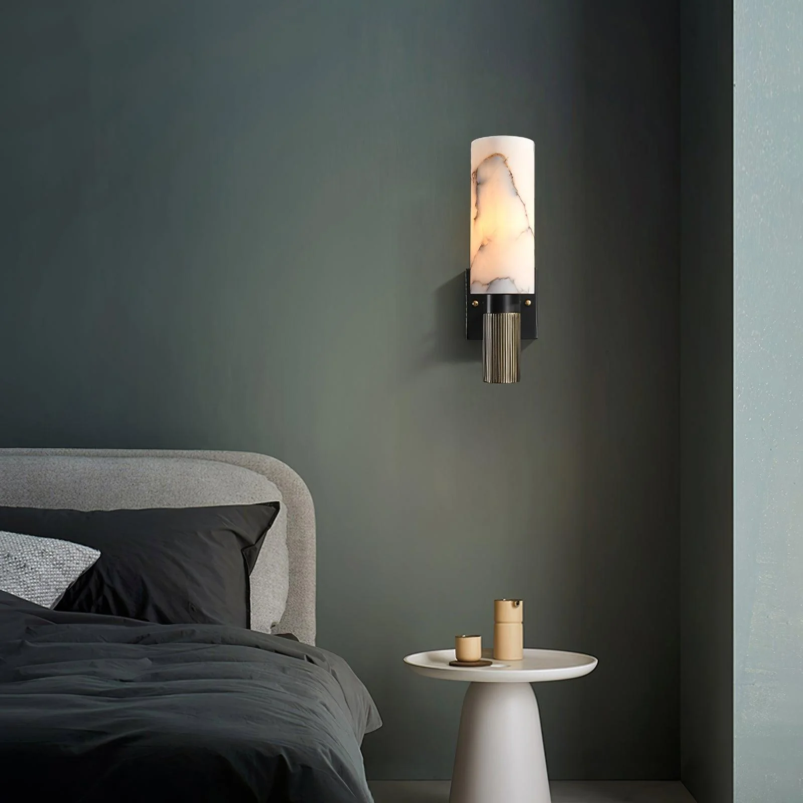 Jade Alabaster Brass Wall Sconce Living Room Bedroom