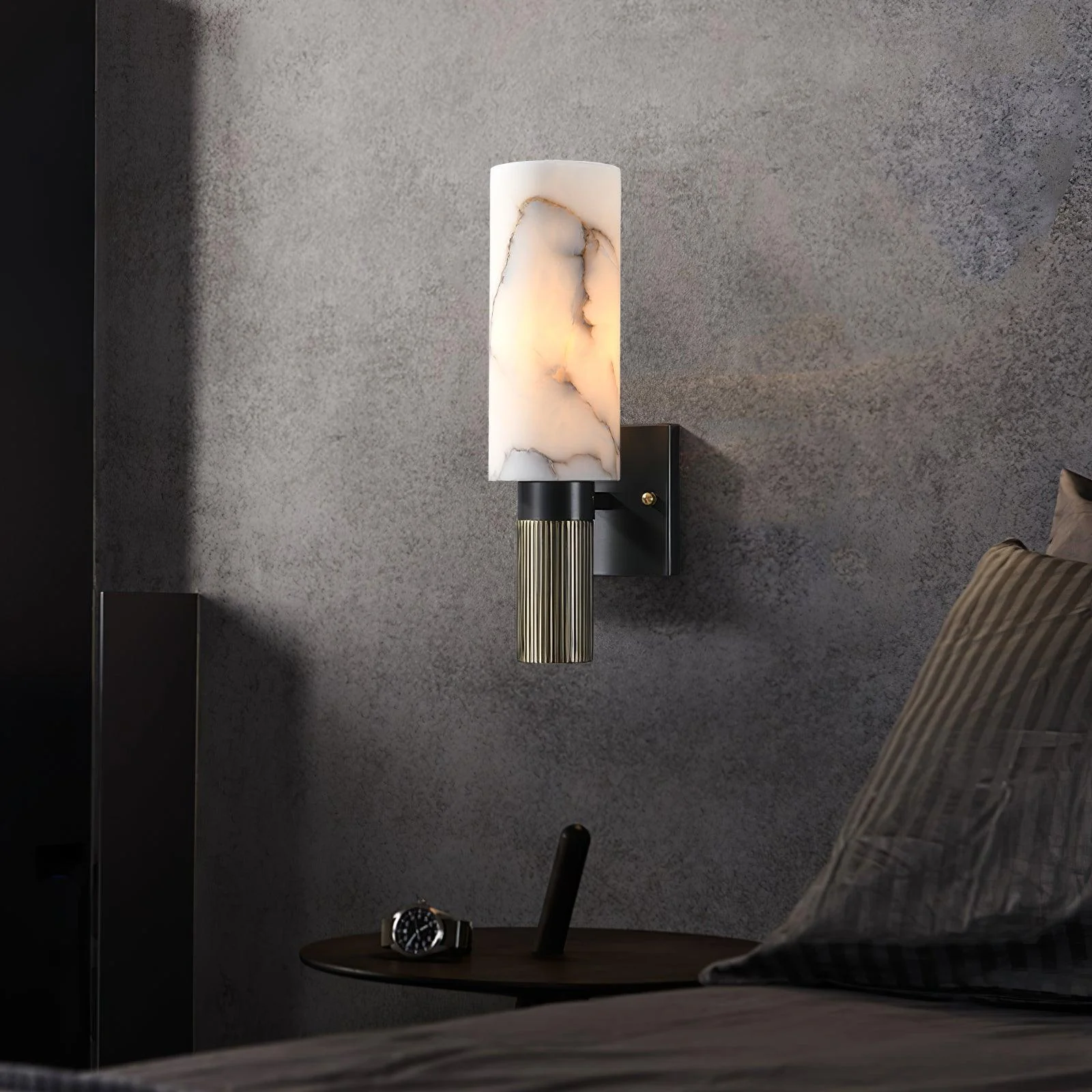 Jade Alabaster Brass Wall Sconce Living Room Bedroom