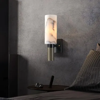 Jade Alabaster Brass Wall Sconce Living Room Bedroom