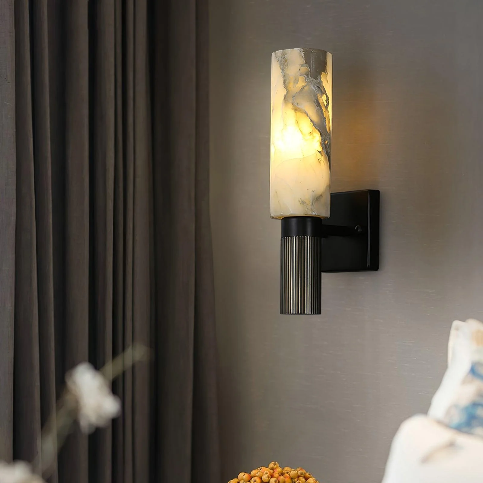 Jade Alabaster Brass Wall Sconce Living Room Bedroom