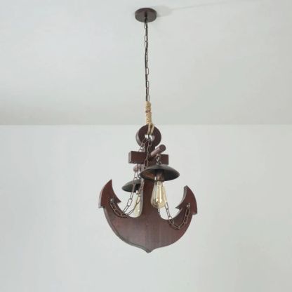 Anchor pendant light, rustic wooden fixture for dining room, Las Sola