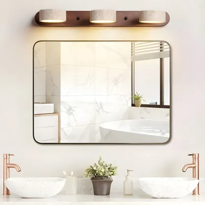 Zaid Modern Minimalism LED Stone Wood Wall Light Bathroom Bedroom